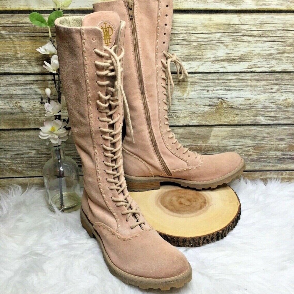 I Pinco Pallino Pink Beige Suede Leather Boots